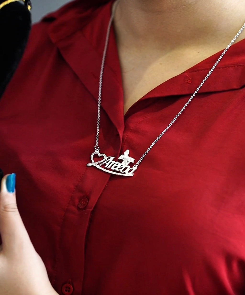 Double Name with Heart & Butterfly Necklace