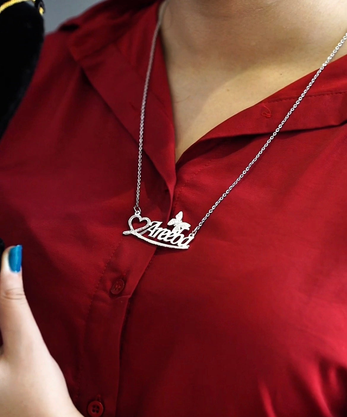 Double Name with Heart & Butterfly Necklace